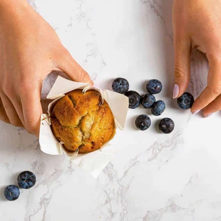muffins de arándanos saludables