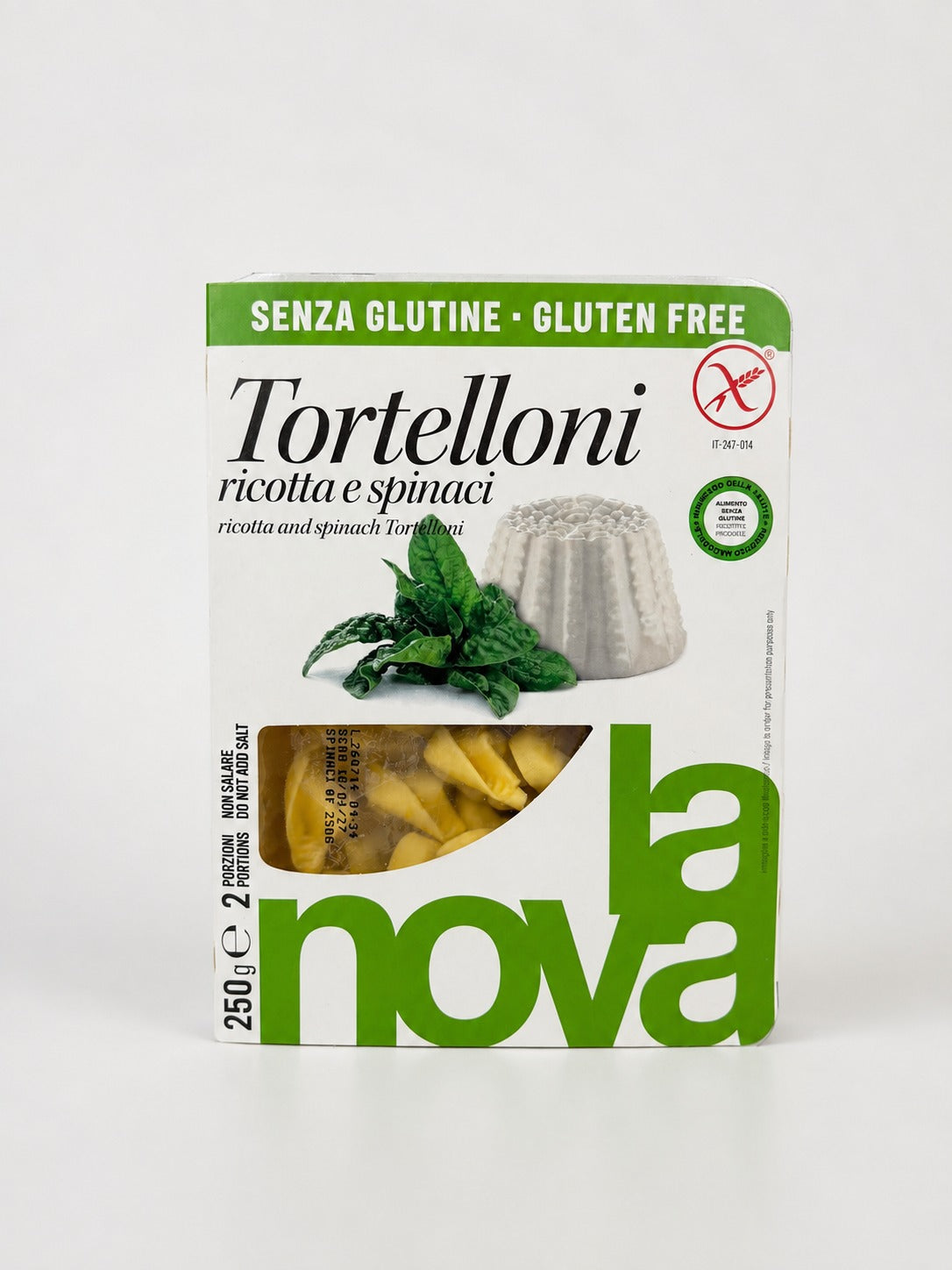Tortellini sin gluten de ricotta y espinacas