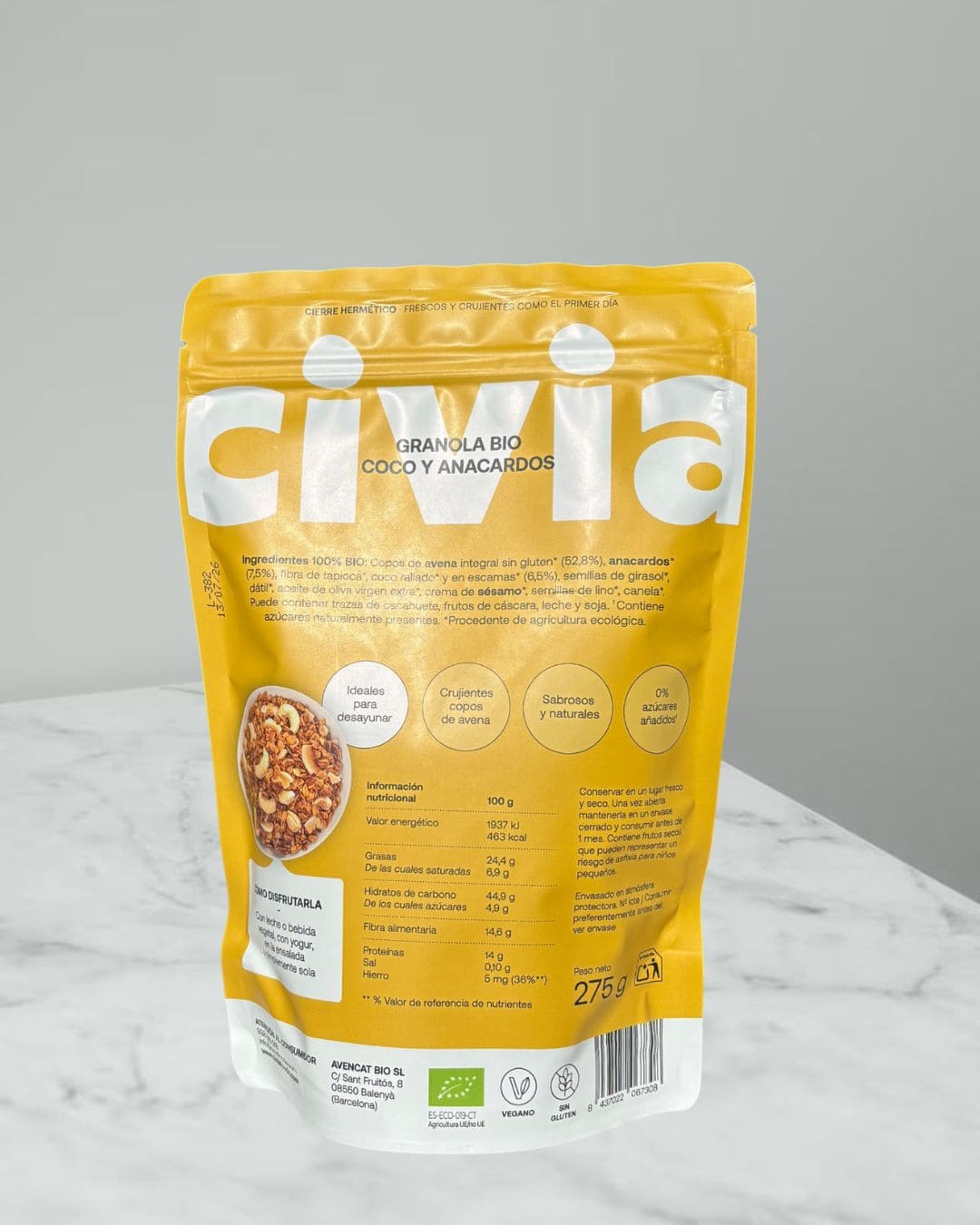 Cereales Granola Coco y Anacardos Bio - Imagen 2